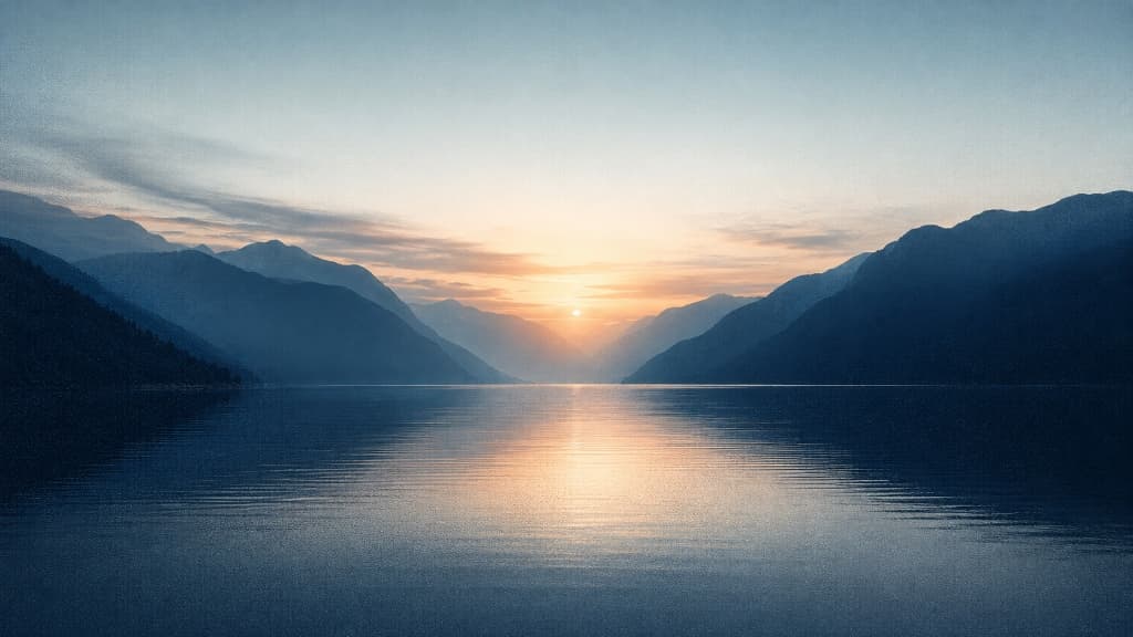 Lake mountain sunset